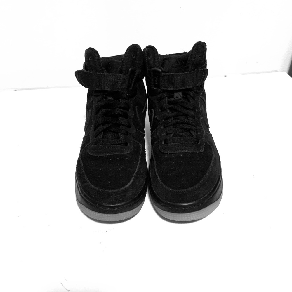 Black Suede Nike Air Force One high tops